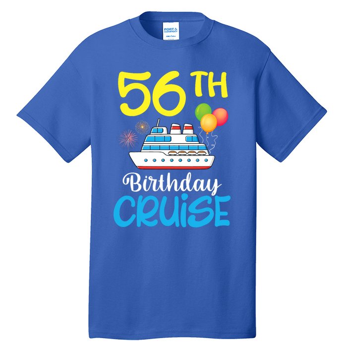 Fireworks & Balloons Happy 56th Birthday Cruise 56 Years Old Tall T-Shirt