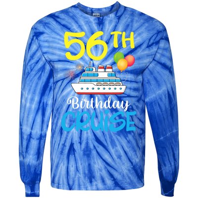 Fireworks & Balloons Happy 56th Birthday Cruise 56 Years Old Tie-Dye Long Sleeve Shirt