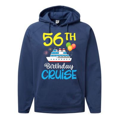 Fireworks & Balloons Happy 56th Birthday Cruise 56 Years Old Performance Fleece Hoodie