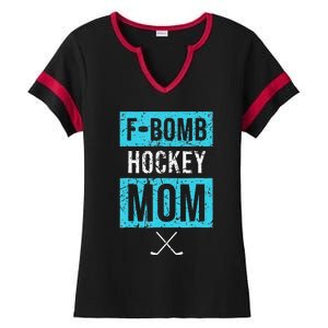 F Bomb Hockey Mom FBomb Funny Ice Hockey Mom Mother Ladies Halftime Notch Neck Tee