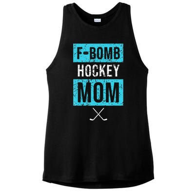 F Bomb Hockey Mom FBomb Funny Ice Hockey Mom Mother Ladies PosiCharge Tri-Blend Wicking Tank