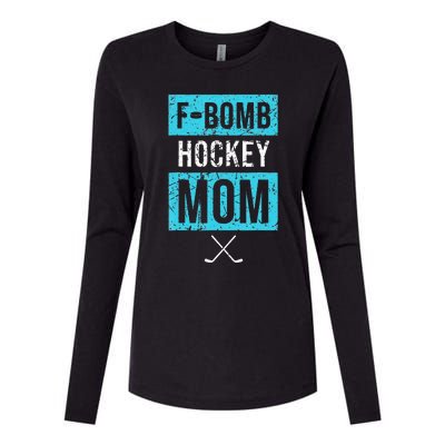 F Bomb Hockey Mom FBomb Funny Ice Hockey Mom Mother Womens Cotton Relaxed Long Sleeve T-Shirt