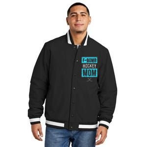 F Bomb Hockey Mom FBomb Funny Ice Hockey Mom Mother Insulated Varsity Jacket