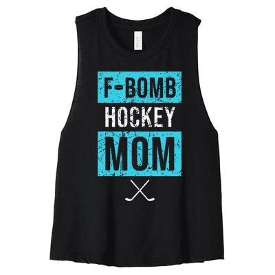 F Bomb Hockey Mom FBomb Funny Ice Hockey Mom Mother Women's Racerback Cropped Tank