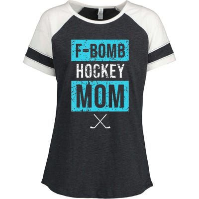 F Bomb Hockey Mom FBomb Funny Ice Hockey Mom Mother Enza Ladies Jersey Colorblock Tee