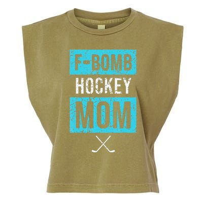 F Bomb Hockey Mom FBomb Funny Ice Hockey Mom Mother Garment-Dyed Women's Muscle Tee