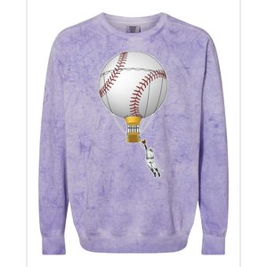 Funny Baseball Hot Air Balloon Baseball Catcher Colorblast Crewneck Sweatshirt