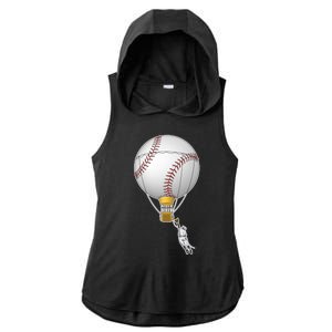 Funny Baseball Hot Air Balloon Baseball Catcher Ladies PosiCharge Tri-Blend Wicking Draft Hoodie Tank