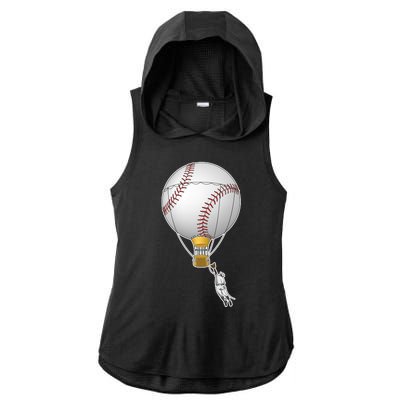 Funny Baseball Hot Air Balloon Baseball Catcher Ladies PosiCharge Tri-Blend Wicking Draft Hoodie Tank