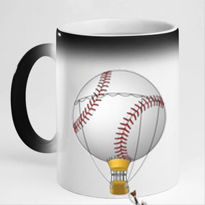 Funny Baseball Hot Air Balloon Baseball Catcher 11oz Black Color Changing Mug