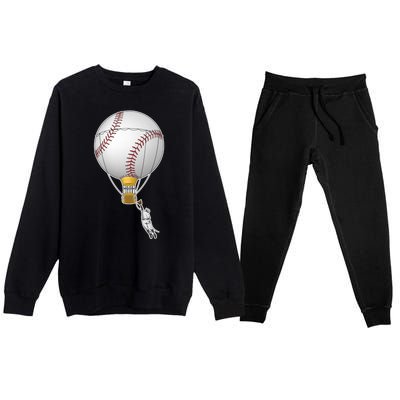 Funny Baseball Hot Air Balloon Baseball Catcher Premium Crewneck Sweatsuit Set