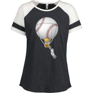 Funny Baseball Hot Air Balloon Baseball Catcher Enza Ladies Jersey Colorblock Tee