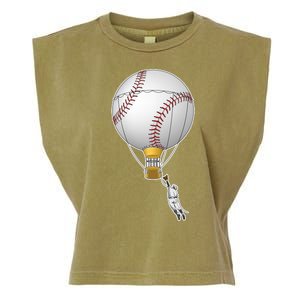 Funny Baseball Hot Air Balloon Baseball Catcher Garment-Dyed Women's Muscle Tee