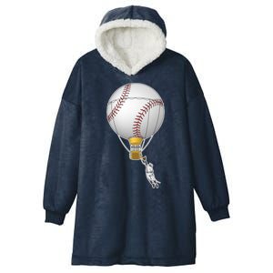 Funny Baseball Hot Air Balloon Baseball Catcher Hooded Wearable Blanket