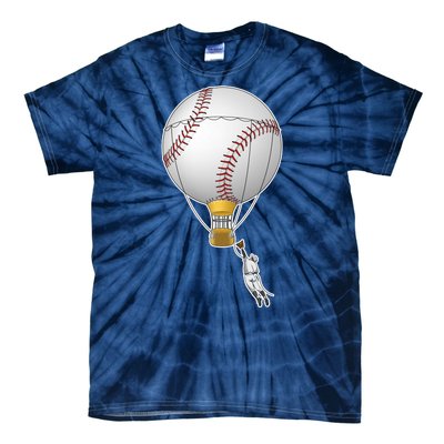 Funny Baseball Hot Air Balloon Baseball Catcher Tie-Dye T-Shirt