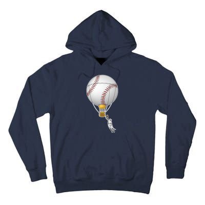 Funny Baseball Hot Air Balloon Baseball Catcher Tall Hoodie