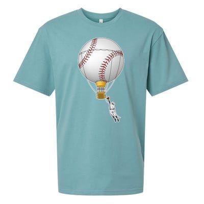 Funny Baseball Hot Air Balloon Baseball Catcher Sueded Cloud Jersey T-Shirt