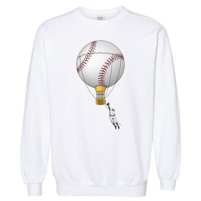 Funny Baseball Hot Air Balloon Baseball Catcher Garment-Dyed Sweatshirt