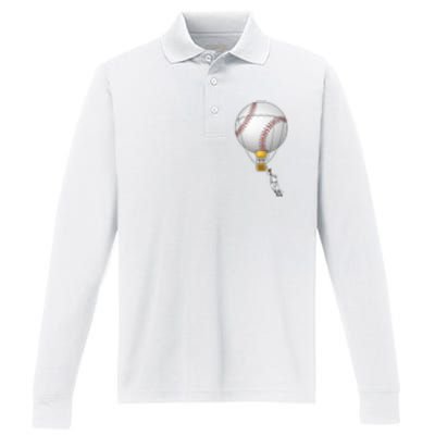 Funny Baseball Hot Air Balloon Baseball Catcher Performance Long Sleeve Polo