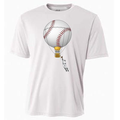 Funny Baseball Hot Air Balloon Baseball Catcher Cooling Performance Crew T-Shirt