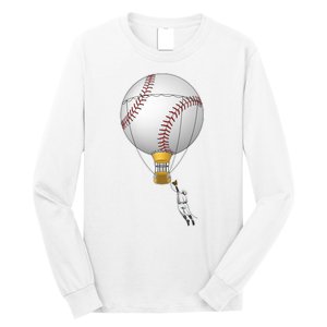 Funny Baseball Hot Air Balloon Baseball Catcher Long Sleeve Shirt