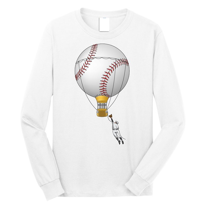 Funny Baseball Hot Air Balloon Baseball Catcher Long Sleeve Shirt