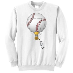 Funny Baseball Hot Air Balloon Baseball Catcher Sweatshirt