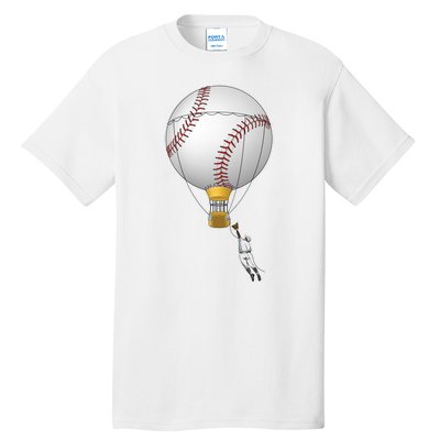 Funny Baseball Hot Air Balloon Baseball Catcher Tall T-Shirt