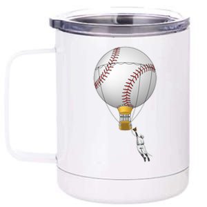 Funny Baseball Hot Air Balloon Baseball Catcher 12 oz Stainless Steel Tumbler Cup