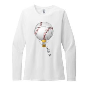 Funny Baseball Hot Air Balloon Baseball Catcher Womens CVC Long Sleeve Shirt