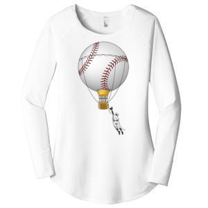 Funny Baseball Hot Air Balloon Baseball Catcher Women's Perfect Tri Tunic Long Sleeve Shirt