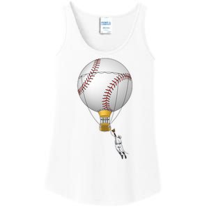 Funny Baseball Hot Air Balloon Baseball Catcher Ladies Essential Tank