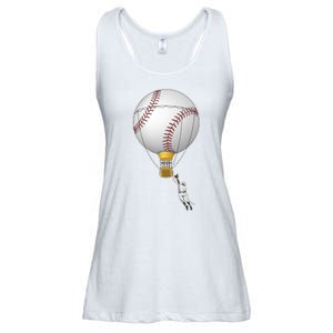 Funny Baseball Hot Air Balloon Baseball Catcher Ladies Essential Flowy Tank