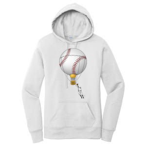 Funny Baseball Hot Air Balloon Baseball Catcher Women's Pullover Hoodie