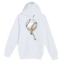 Funny Baseball Hot Air Balloon Baseball Catcher Premium Pullover Hoodie