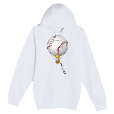 Funny Baseball Hot Air Balloon Baseball Catcher Premium Pullover Hoodie