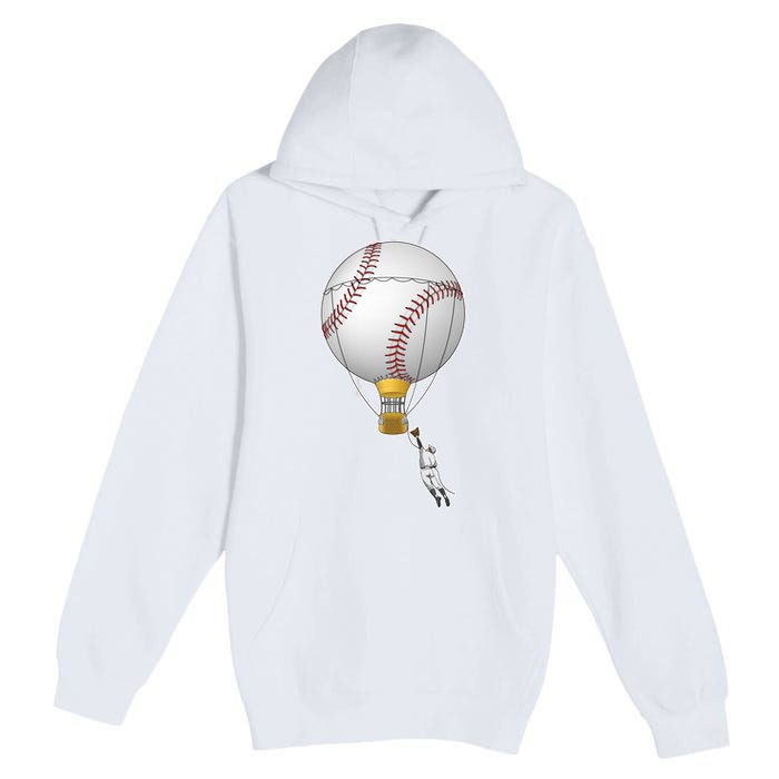 Funny Baseball Hot Air Balloon Baseball Catcher Premium Pullover Hoodie