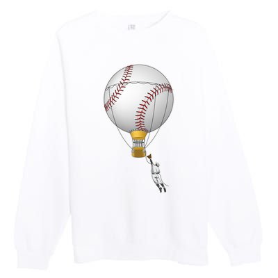 Funny Baseball Hot Air Balloon Baseball Catcher Premium Crewneck Sweatshirt