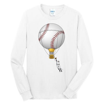 Funny Baseball Hot Air Balloon Baseball Catcher Tall Long Sleeve T-Shirt