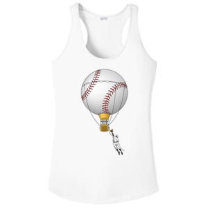 Funny Baseball Hot Air Balloon Baseball Catcher Ladies PosiCharge Competitor Racerback Tank