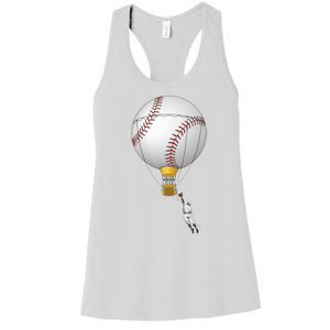 Funny Baseball Hot Air Balloon Baseball Catcher Women's Racerback Tank