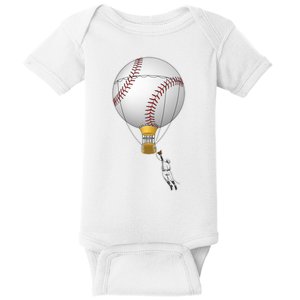 Funny Baseball Hot Air Balloon Baseball Catcher Baby Bodysuit