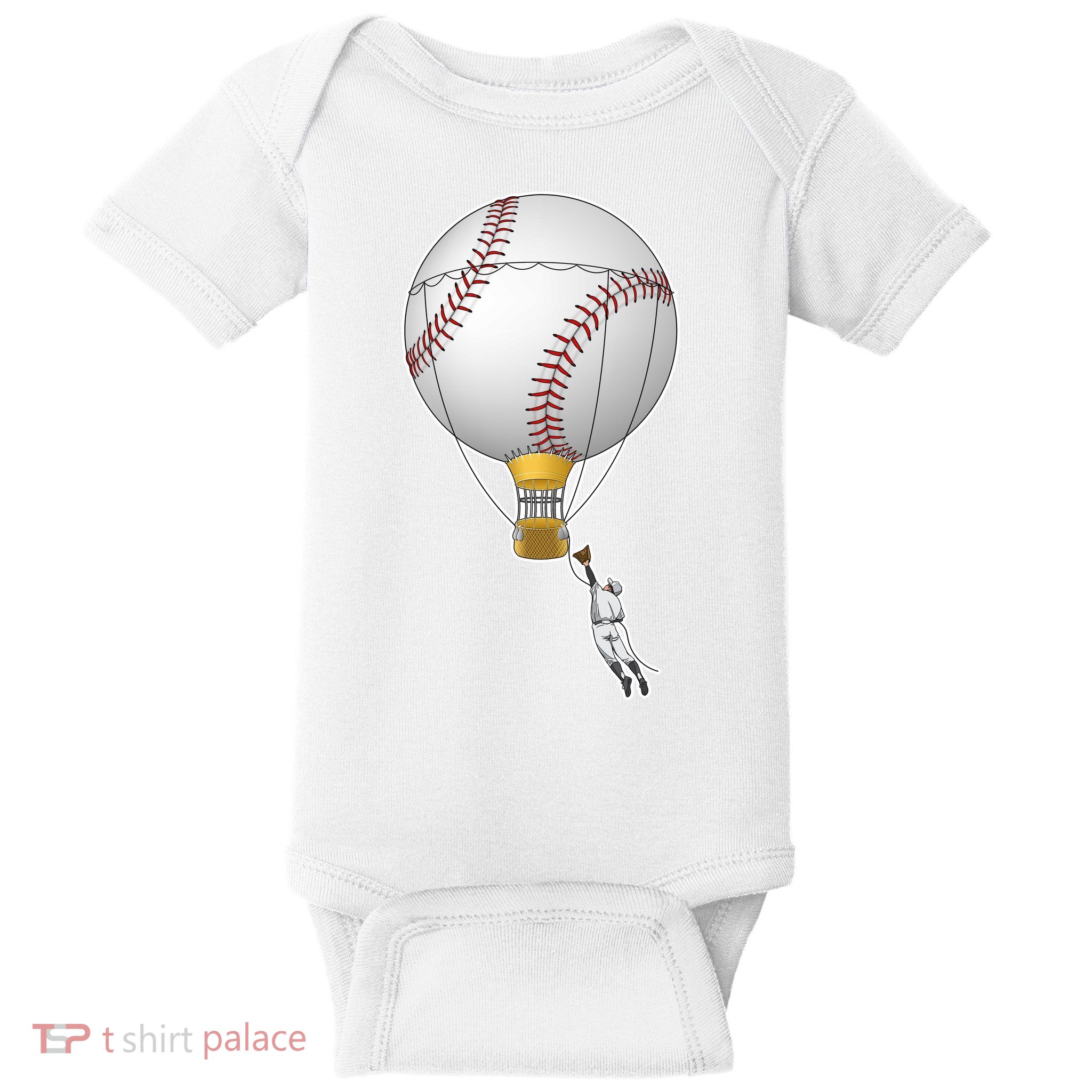 Funny Baseball Hot Air Balloon Baseball Catcher Baby Bodysuit