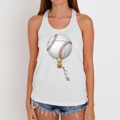 Funny Baseball Hot Air Balloon Baseball Catcher Women's Knotted Racerback Tank