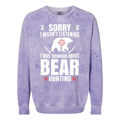 Funny Bear Hunting Lover Fan Hunter Hobby Gun Wildlife Gift Colorblast Crewneck Sweatshirt