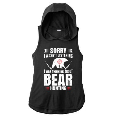 Funny Bear Hunting Lover Fan Hunter Hobby Gun Wildlife Gift Ladies PosiCharge Tri-Blend Wicking Draft Hoodie Tank