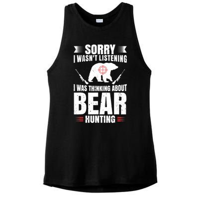 Funny Bear Hunting Lover Fan Hunter Hobby Gun Wildlife Gift Ladies PosiCharge Tri-Blend Wicking Tank