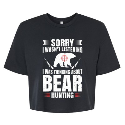 Funny Bear Hunting Lover Fan Hunter Hobby Gun Wildlife Gift Bella+Canvas Jersey Crop Tee