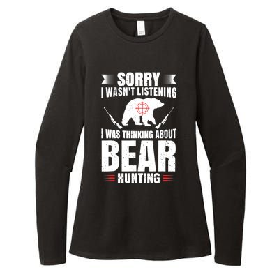 Funny Bear Hunting Lover Fan Hunter Hobby Gun Wildlife Gift Womens CVC Long Sleeve Shirt