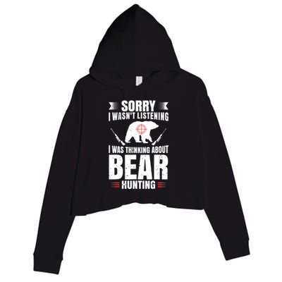 Funny Bear Hunting Lover Fan Hunter Hobby Gun Wildlife Gift Crop Fleece Hoodie